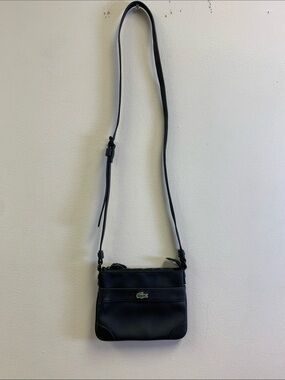Lacoste Black Crossbody Mini Bag with Crocodile Logo
